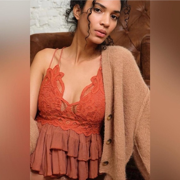 Free People One Adella Cami Top Size M Burt Orange - Picture 2 of 7